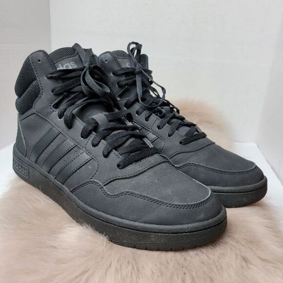 adidas Hoops 3.0 Black Men's Mid Cut Basketball Inspired Shoes Sneakers  10 - Picture 1 of 9